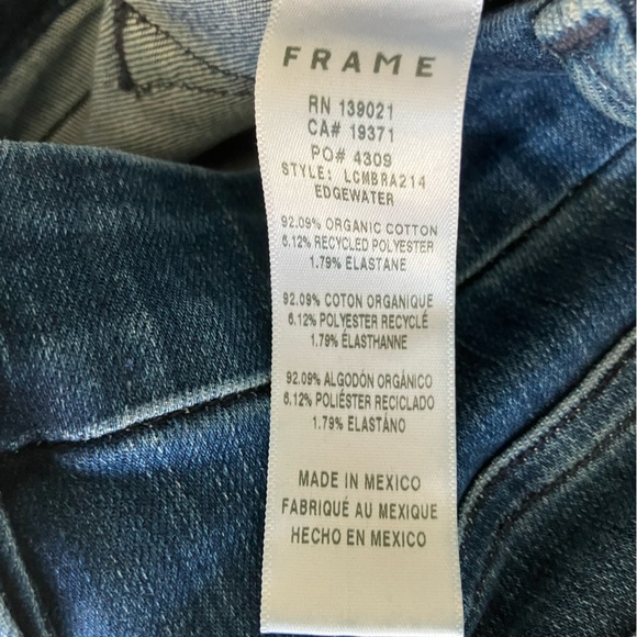 FRAME Le Crop Mini Boot Raw Hem Mid-High Rise Dark Wash Jeans Size 27 - Picture 11 of 12